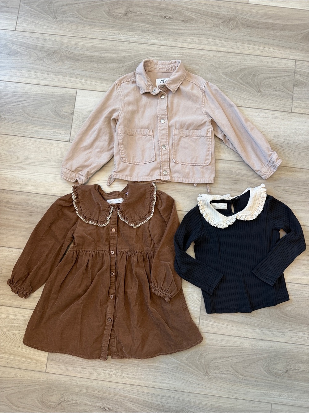 Zara Kids Button Jacket & Brown Corduroy Dress Set